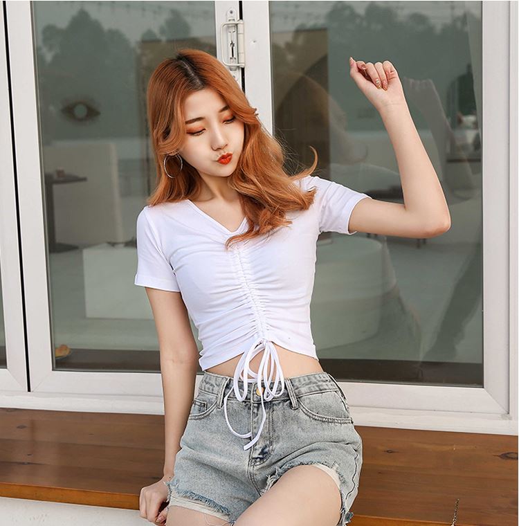 Áo thun nữ dây nhún trước ngực