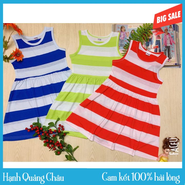 Váy kẻ ngang cho bé gái - váy kẻ nhiều màu sắc chất liệu thun cotton cho bé