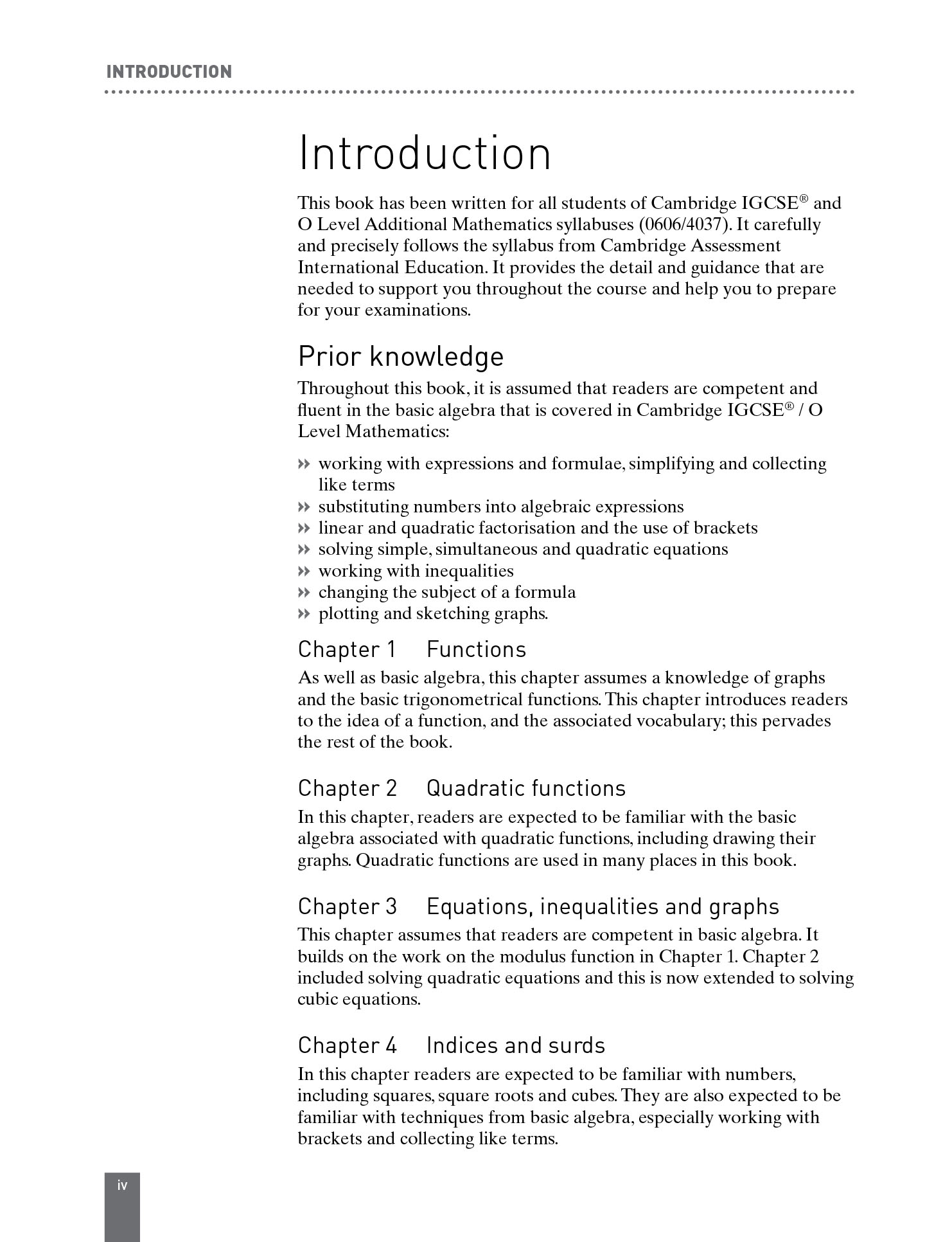 Cambridge IGCSE and O Level Additional Mathematics