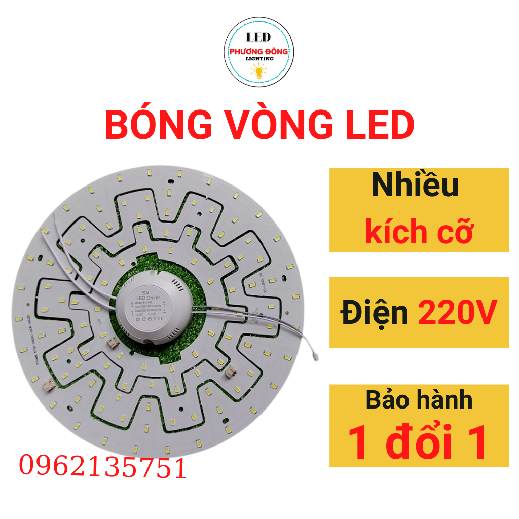 Bóng led vòng ốp trần 12w 18w 24w siêu sáng trắng, vàng