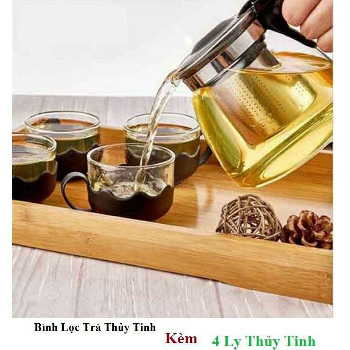 BÌNH LỌC TRÀ KÈM 4 LY THỦY TINH