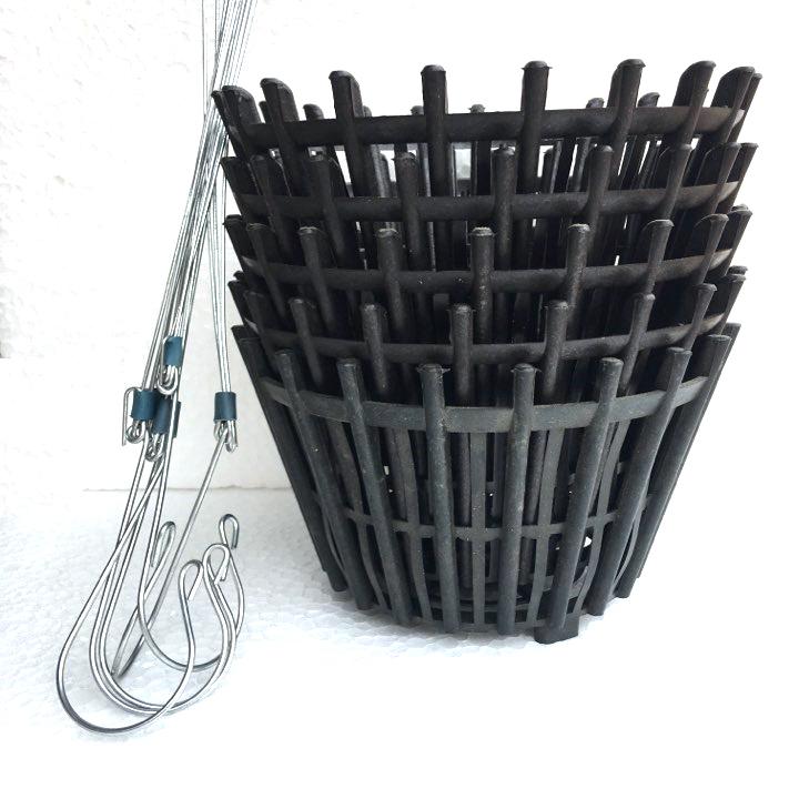 Combo 5 dây kẽm và 5 chậu nhựa giả gỗ trồng lan có nan phụ chống rơi giá thể phi 20