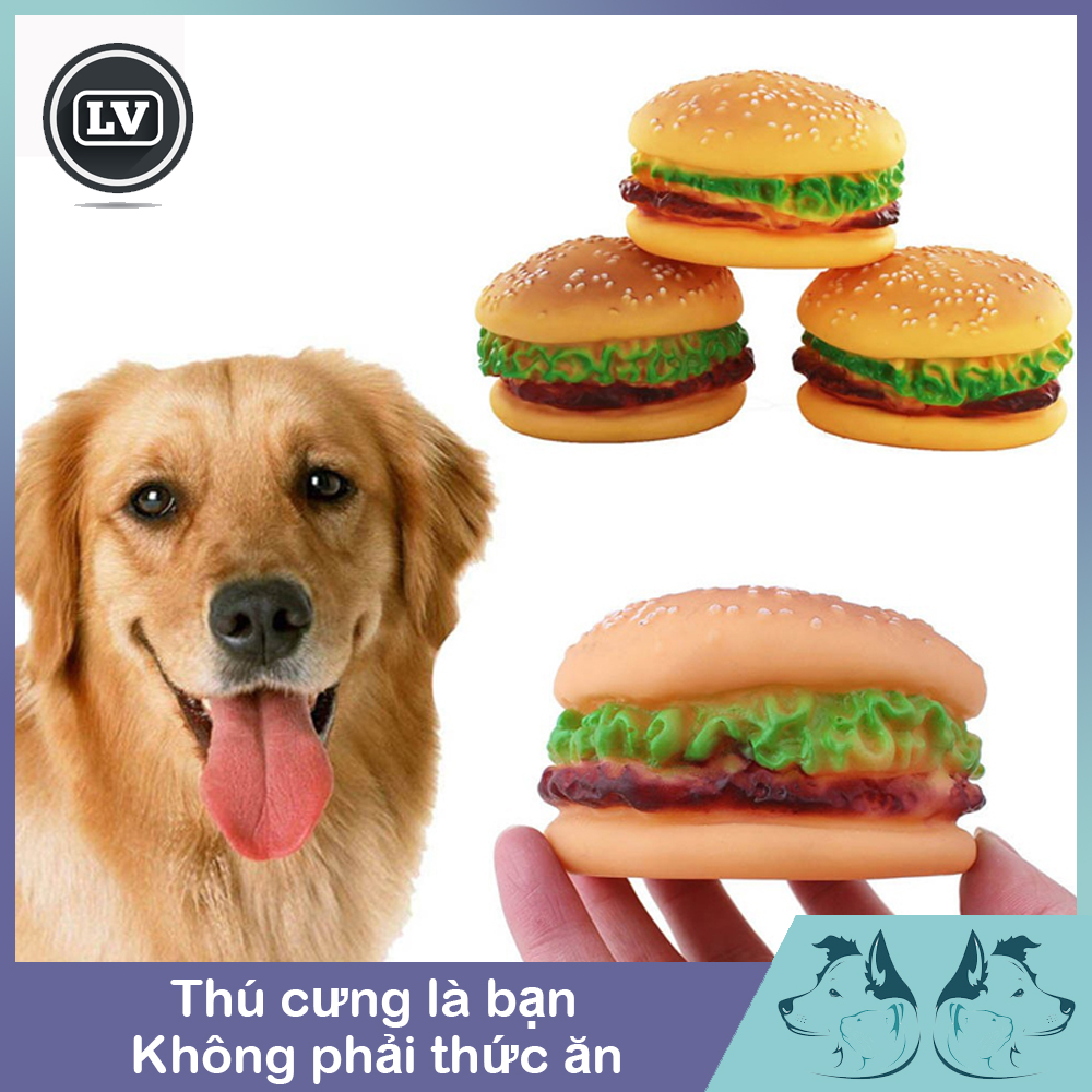 Bánh Hamburger đồ chơi cho chó mèo tập nhai - Phụ kiện Long Vũ