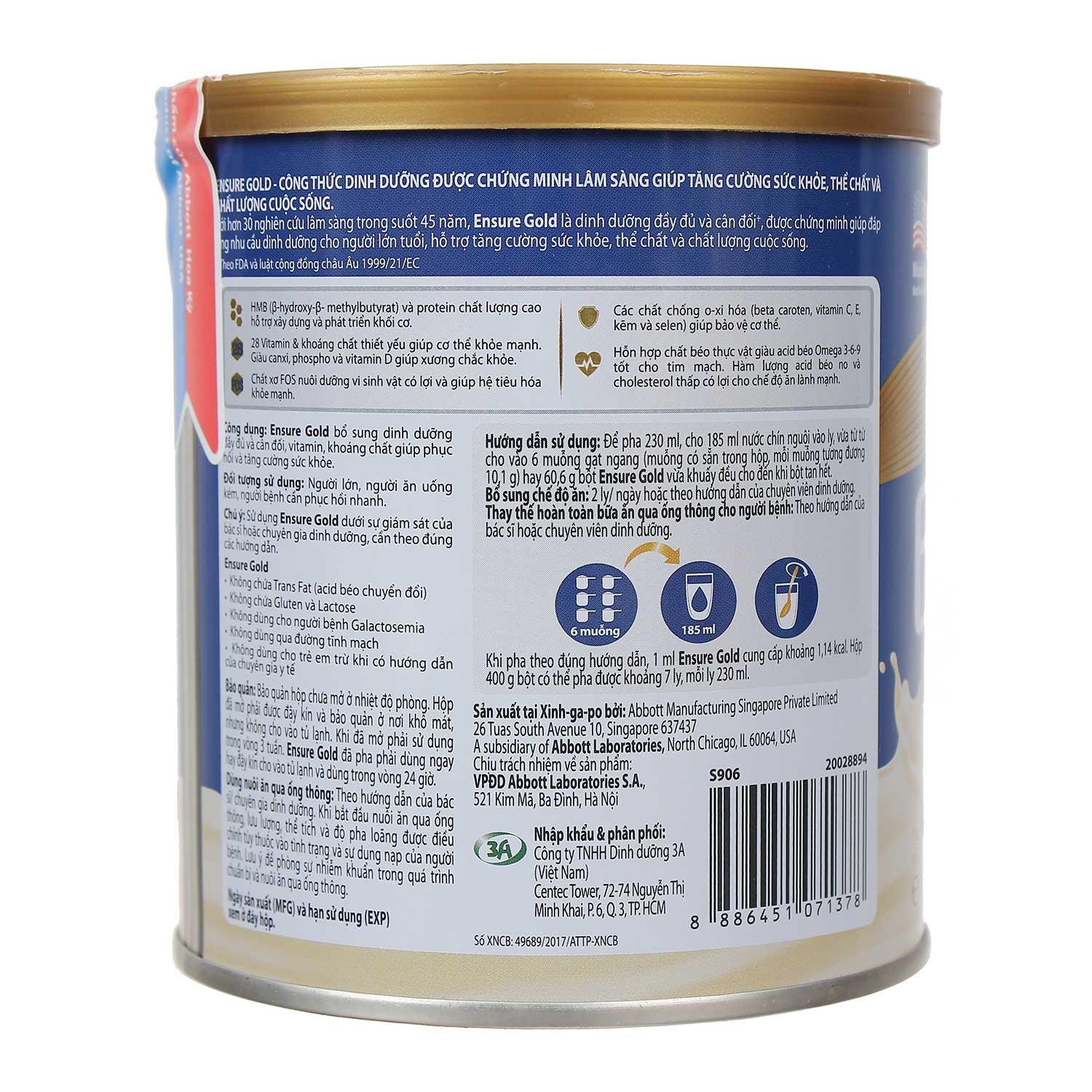 Sữa bột Ensure gold 850g