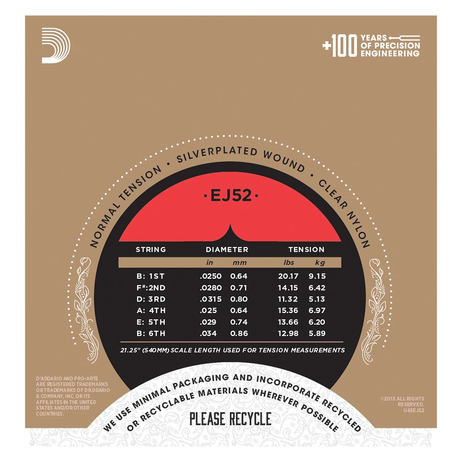Dây Đàn Guitar Classic D'Addario EJ45 [Size Normal]