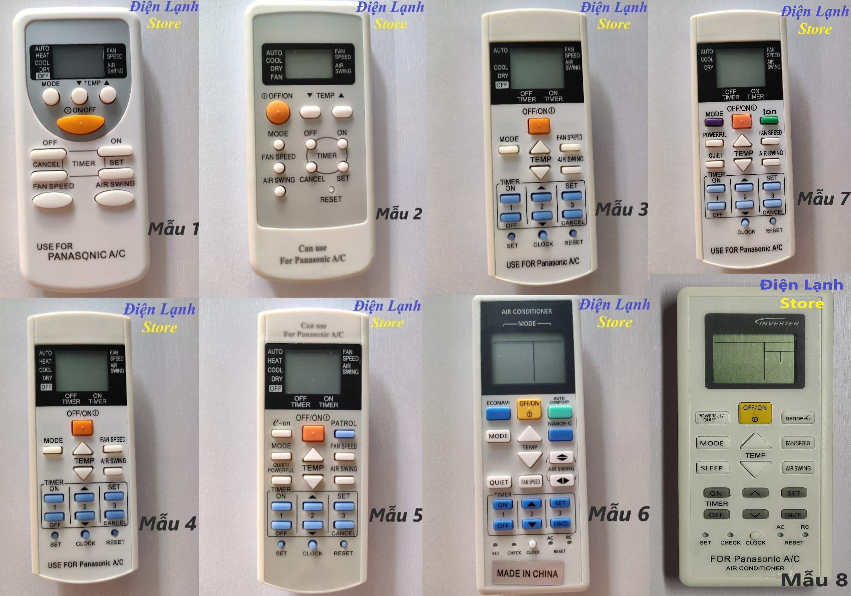 Remote máy lạnh panasonic các loại. (Tặng kèm cặp pin).