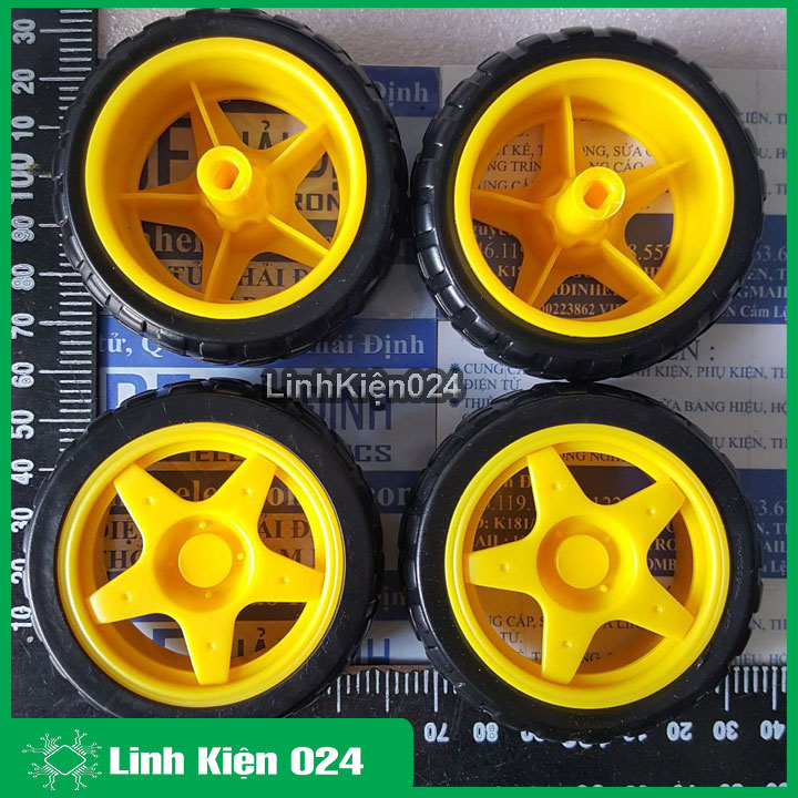 Bánh xe robot màu vàng 66mm (1 chiếc)