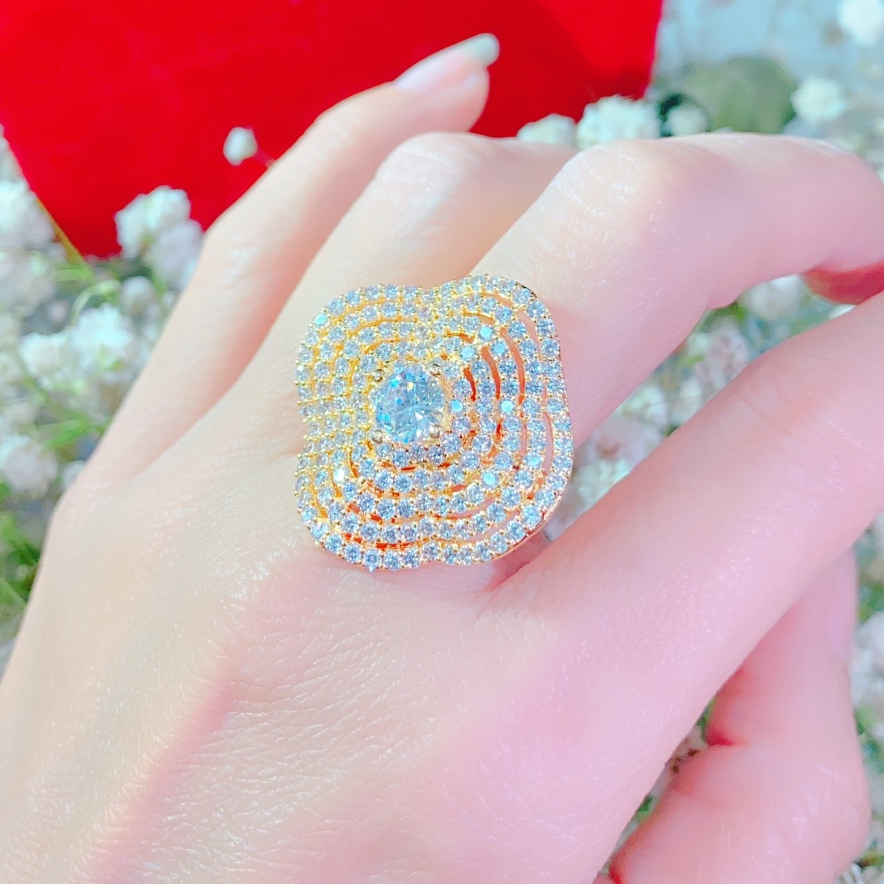 Nhẫn nữ đính đá sapphire nhân tạo lấp lánh - N101101 JURI SHOP - Không đen không dị ứng - Có đủ size cam kết đổi trả nếu không vừa