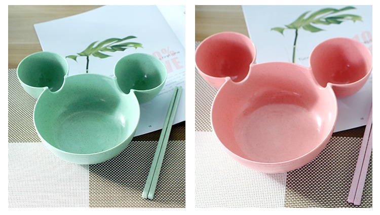Chén đựng thức ăn 3 ngăn kiểu chuột mickey