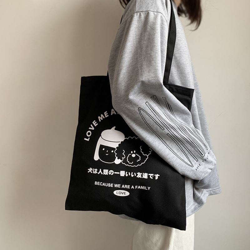 Túi Tote Vải Love Me(Vừa A4, Có Khóa Miệng Túi)