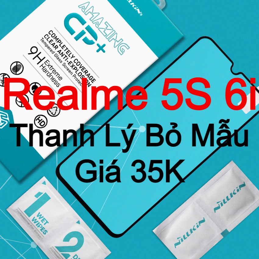 Miếng kính cường lực cho Realme 5s, realme 6i Full màn hình hiệu Nillkin.tw (Đen)