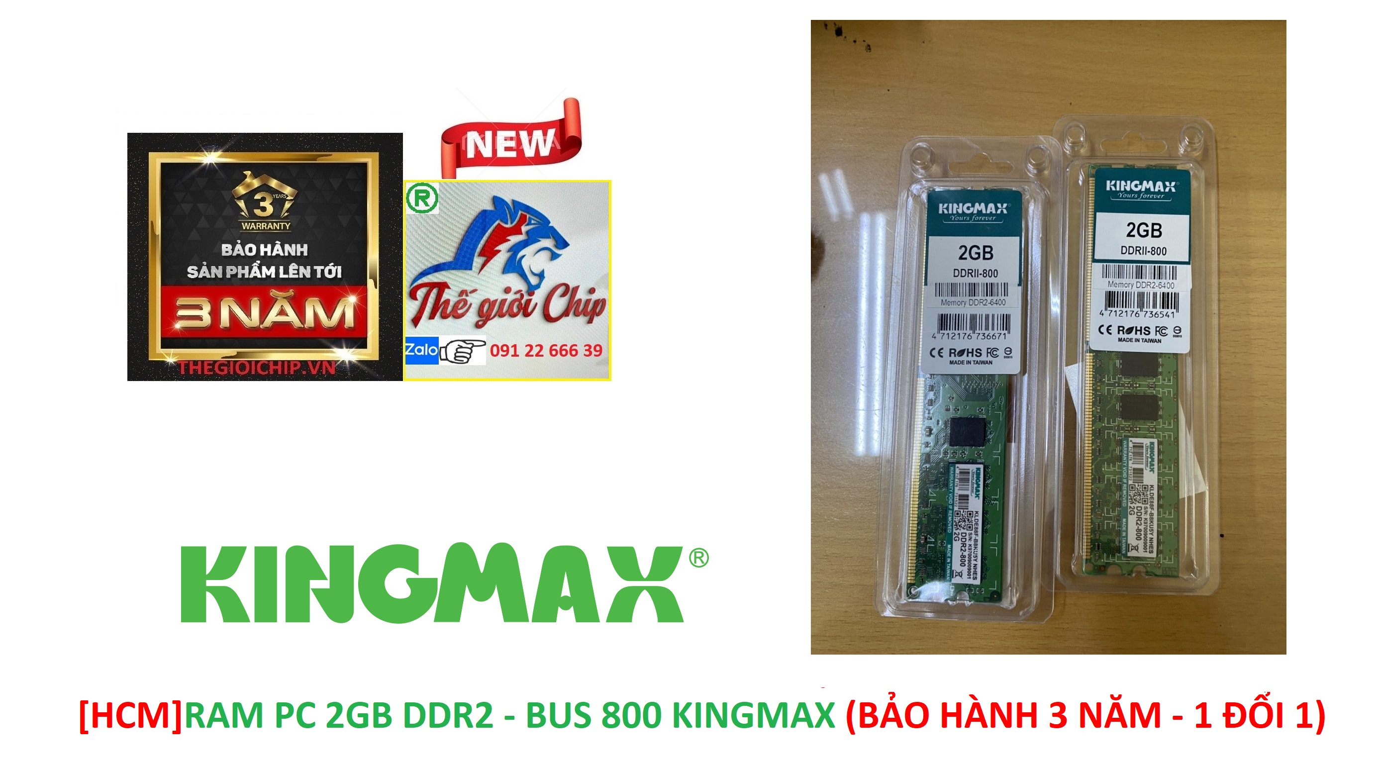 [HCM]RAM PC 2GB DDR2 - BUS 800 KINGMAX (BẢO HÀNH 3 NĂM - 1 ĐỔI 1)