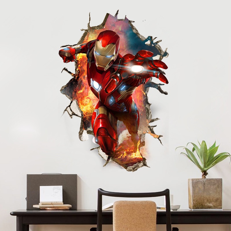 Miếng dán tường 3D hình siêu anh hùng Marvel The Avengers