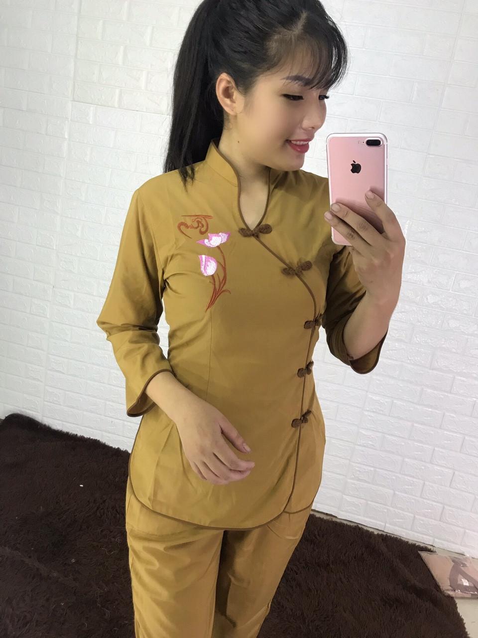 Quần Áo nữ Phật Tử, Đồ Lam Phật Đi Chùa, quần áo mặc nhà mã A34T