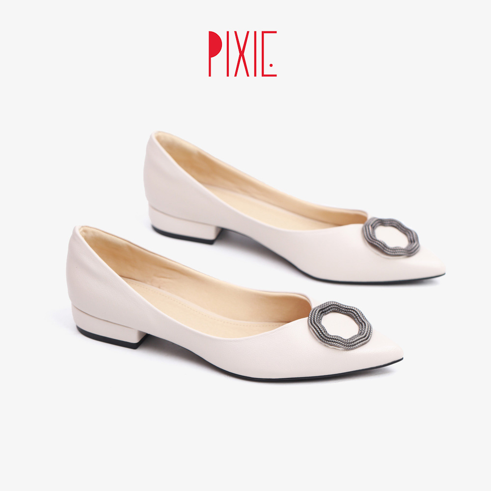 Giày Búp Bê Mũi Nhọn Khoá Tròn Pixie X688