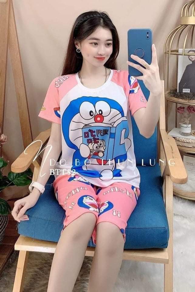 [CÓ SIZE LỚN] Set đồ lửng nữ thun cotton họa tiết mặt cười mới nhất