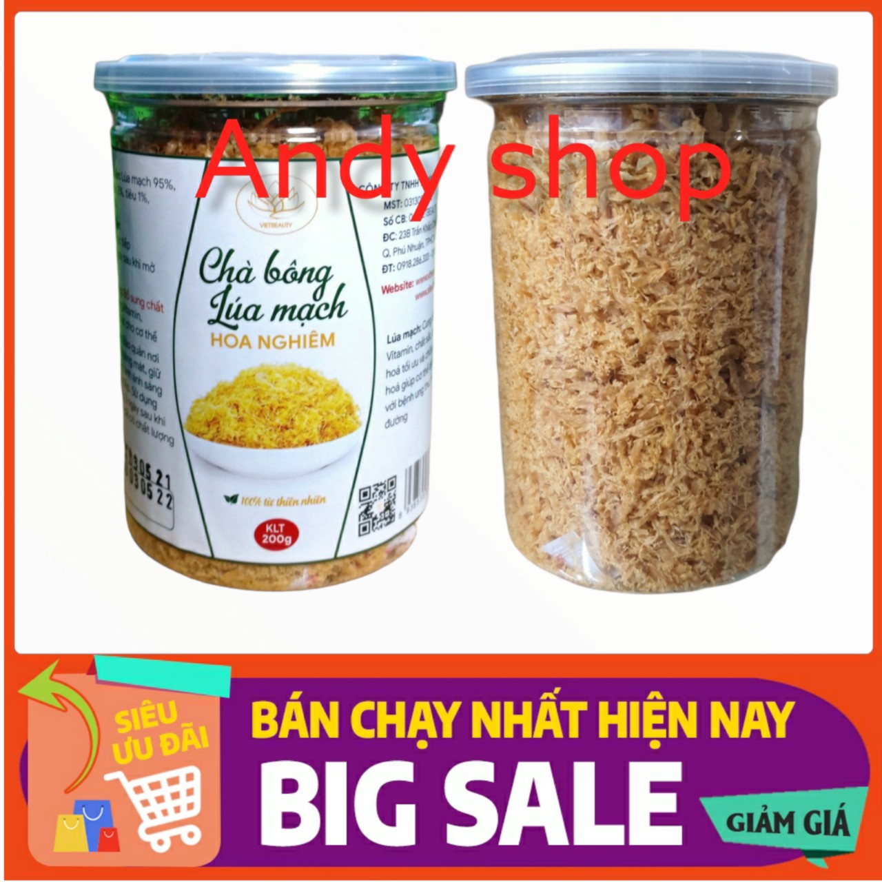 Chà bông Lúa Mạch Chay Hoa Nghiêm 200gr. date mới liên tục
