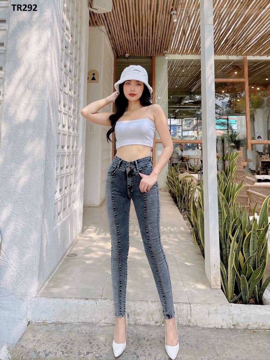 Quần Jeans Nữ Lưng Cao Co Giãn Đắp Thân Tôn Dáng