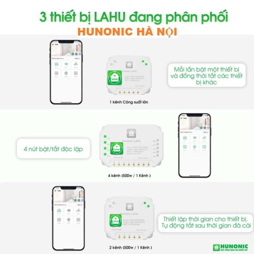 Công Tắc Wifi Thông Minh Hunonic Lahu Công Tắc Điều Khiển Hẹn Giờ Công Suất Lên Đến 4000w