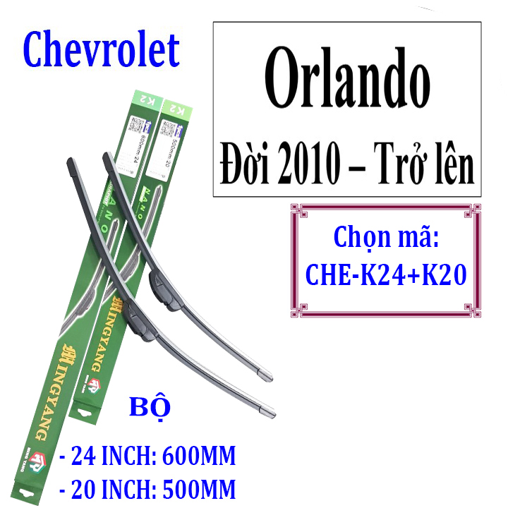 Bộ 2 thanh gạt nước mưa ô tô, xe hơi Nano mềm cao cấp hãng xe Chevrolet, Daewoo: Cruze-Aveo-Captiva-Trax-Spark-Lacetti-Gentra-Lanos-Matiz-Orlando-Colorado