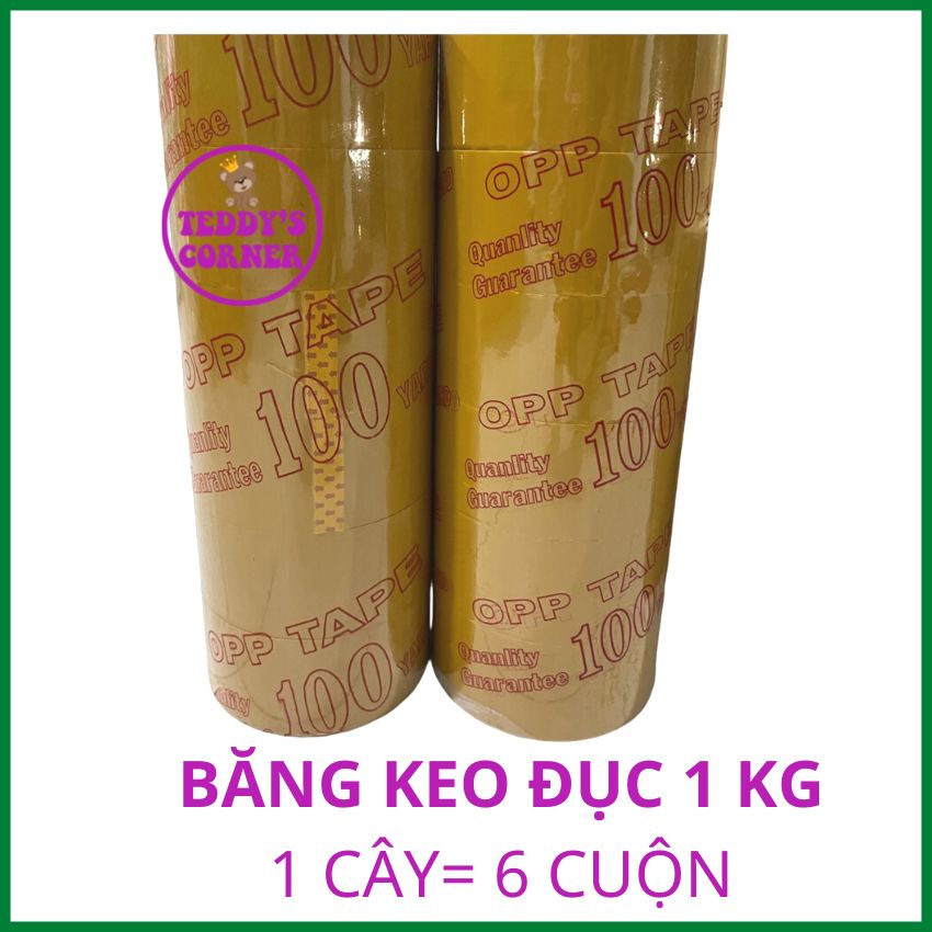 01 cuộn băng keo trong; đục 100 yard, lõi 5mm, bản 4.8 cm, loại 1kg, teddy corrner