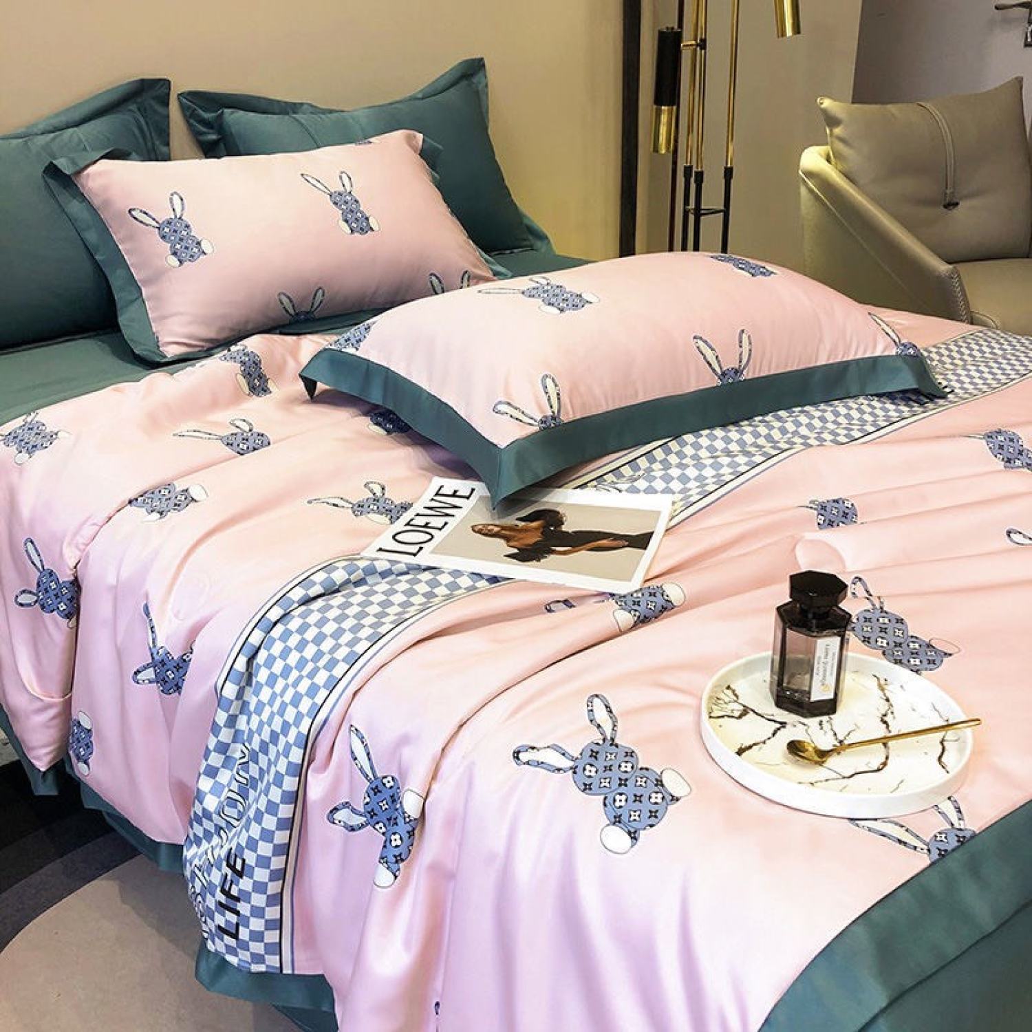 Bộ Chăn Ga Gối Lụa thá¡ 4 Món Set Chăn Ga Gối Trơn, Hoạ Tiết Lụa Cao Cấp
