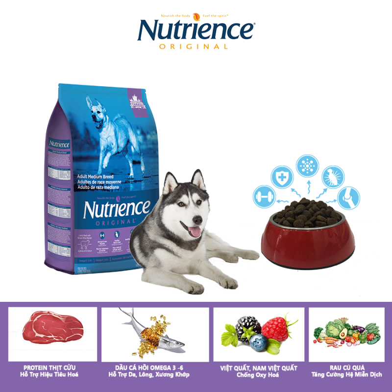 Thức Ăn Cho Chó Husky Nutrience Original Phát Triển Cơ Bắp, Xương Sụn Cơ Khớp, Hệ Miễn Dịch, Hệ Tiêu Hóa Khỏe Mạnh, Da Lông Bóng Mượt - Thịt Cừu, Rau Củ Và Trái Cây Tự Nhiên