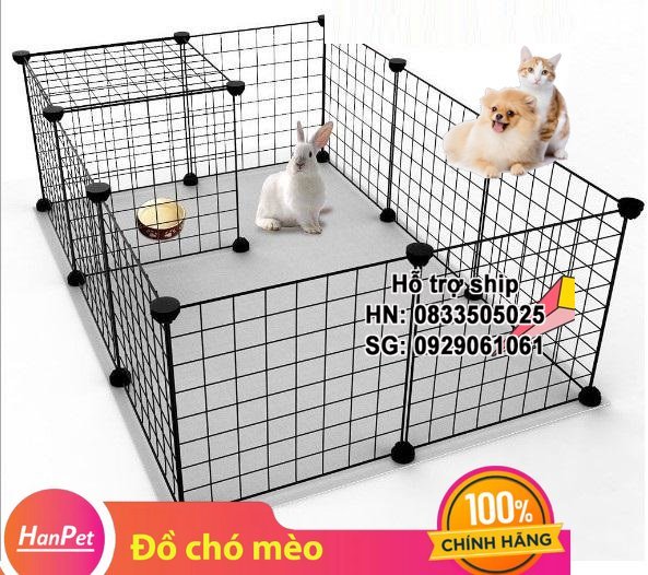 Hanpet - (Combo 4 Mảnh lưới ghép 35x35cm kèm 8 chốt) Miếng ghép quây chó đa năng, chuồng chó mèo lắp ghép kiêm kệ trang trí / chuồng ghép đa năng chó mè / chuồng thỏ / chuồng bọ