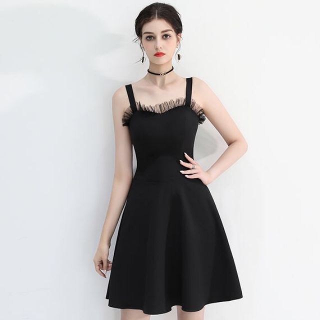 Zerasy - Đầm 2 dây viền cổ cách điệu