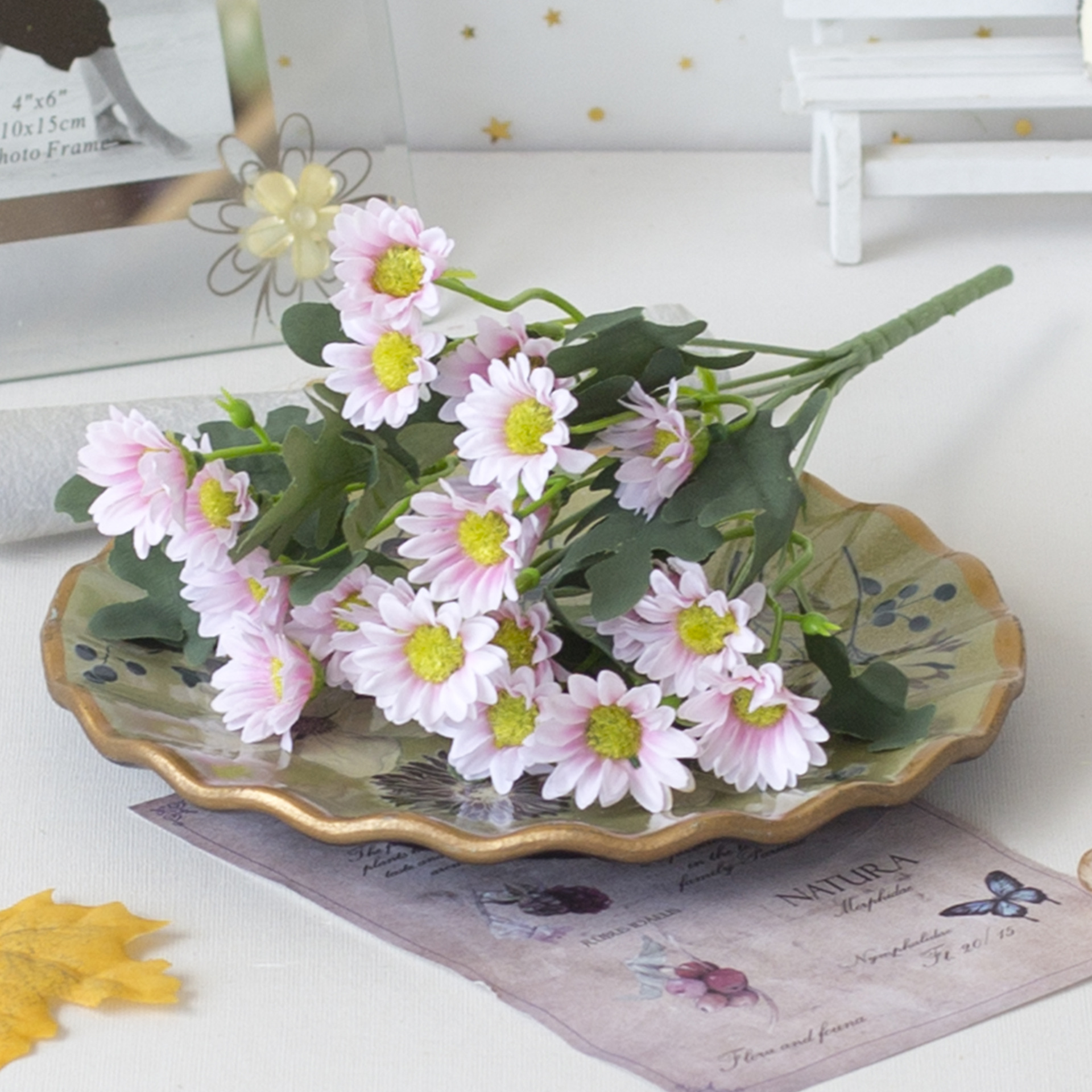 Chùm cúc mi 7 nhánh- 21 bông nhỏ đẹp dịu dàng- hoa giả