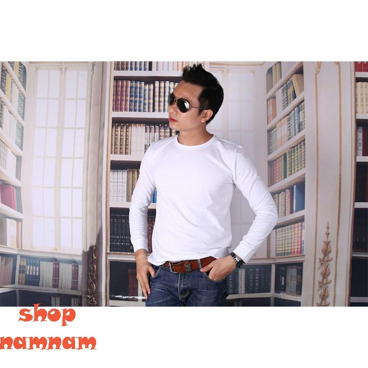 Áo thun dài tay nam màu trắng - Áo thun dài tay nam-06