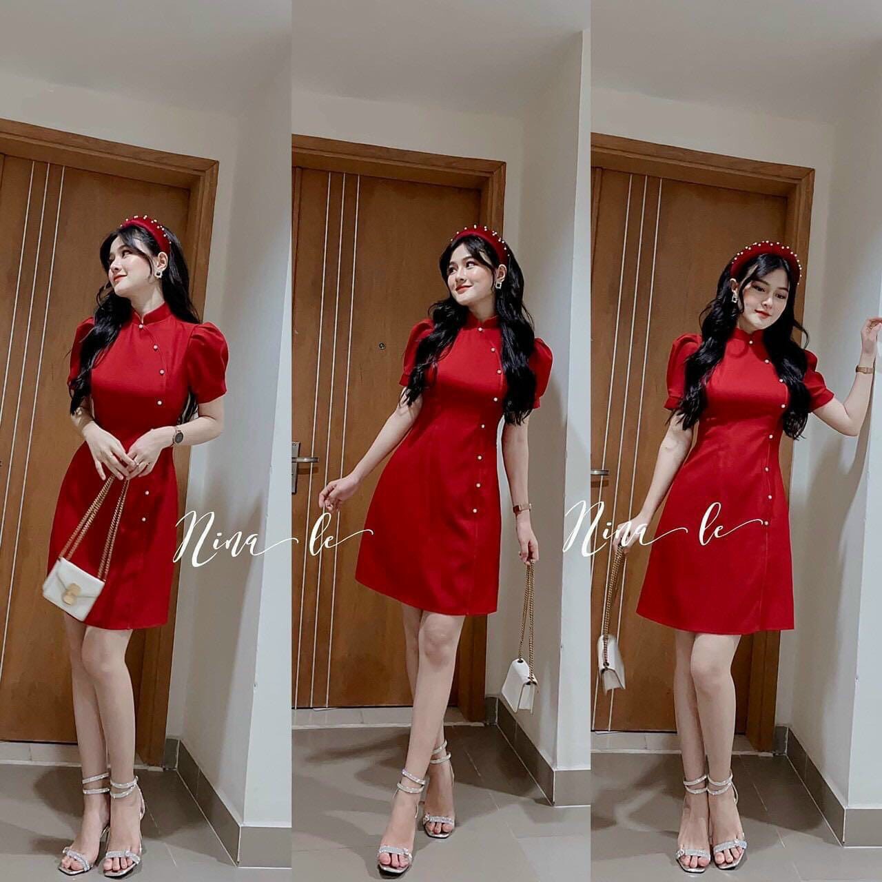 Đầm sườn xám đỏ kết ngọc SELENA65