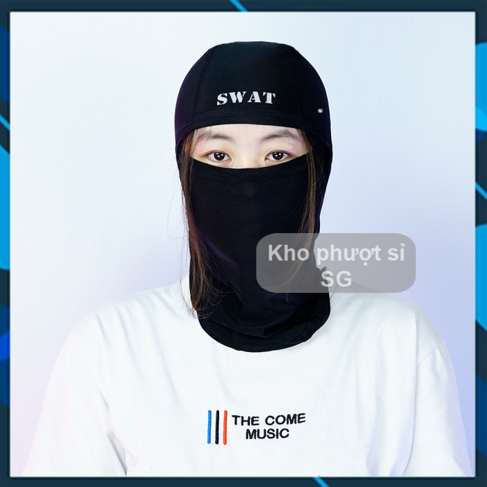 Khăn trùm đầu Ninja M1 đội Fullface 3in1 Form Thái Swat đen trơn - xám xi măng chống nắng - chống bụi - Khăn Ninja Swat 3 in 1 cao cấp giá rẻ