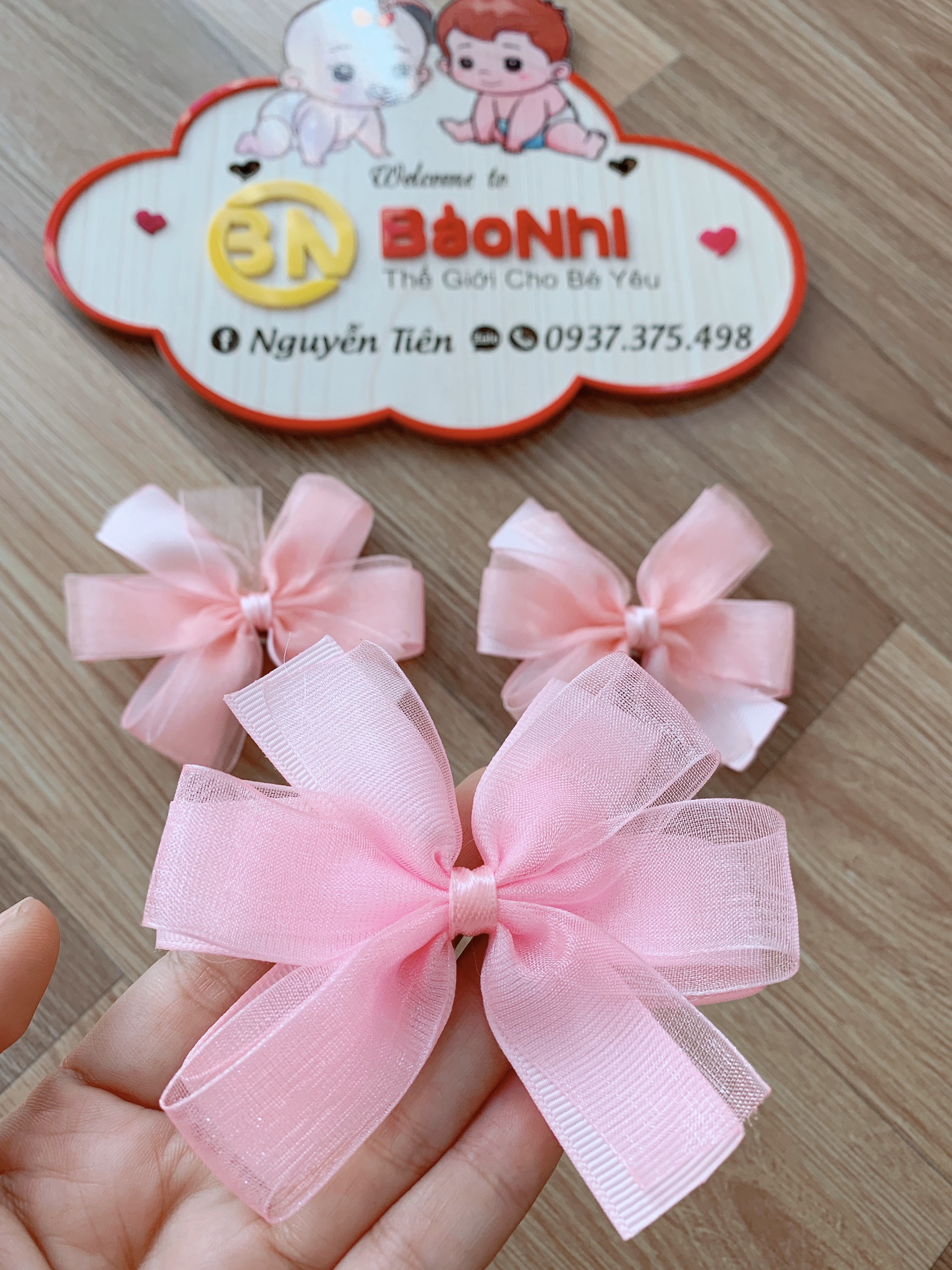 Sét kẹp tóc nơ 2 mái cho bé 8cm