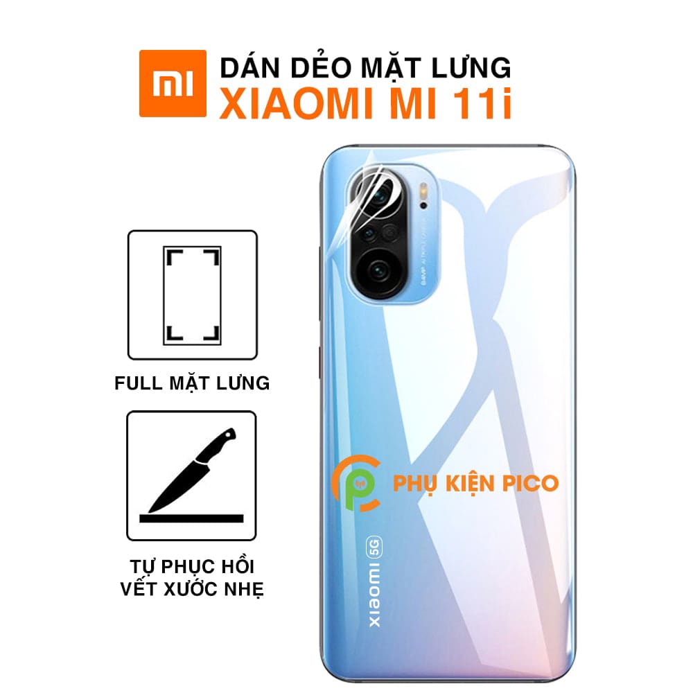 Dán lưng Mi 11i full mặt lưng dẻo trong suốt PPF tự phục hồi vết xước - Dán lưng Xiaomi Mi 11i