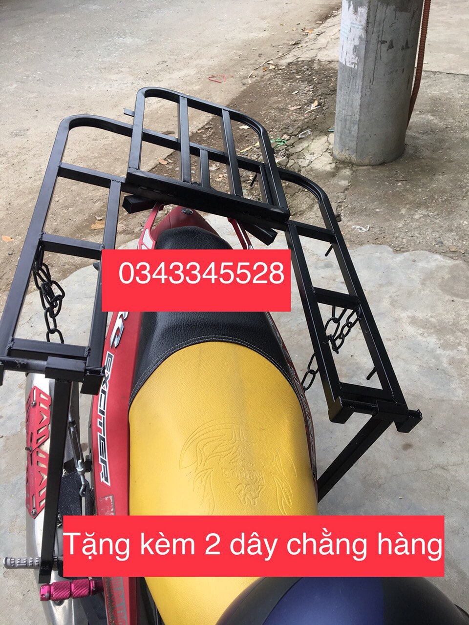 Giá chở hàng, baga xe máy đa năng mở cốp đổ xăng Tiện lợi - tặng 2 dây chằng
