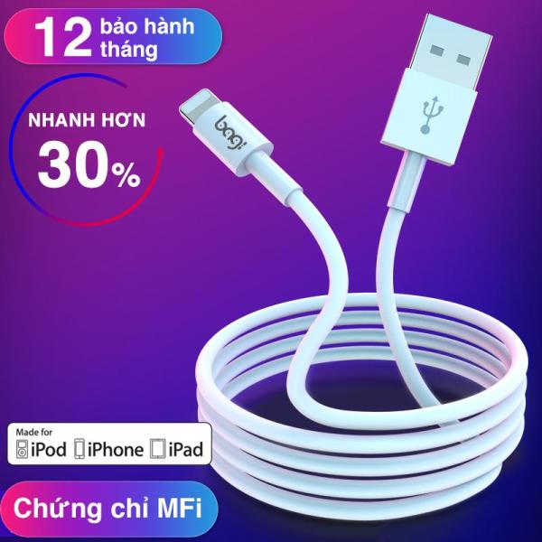 Dây sạc cho iPhone thương hiệu Bagi đạt chuẩn MFi của Apple Bảo hành 12 thàng - Made in Việt Nam - Màu trắng