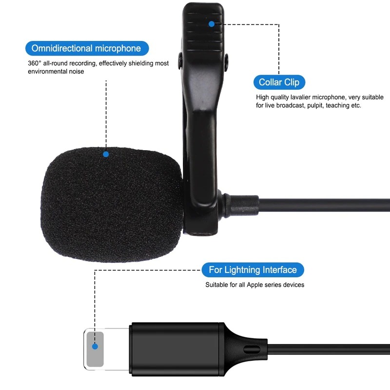Micro Cài Áo Cho Điện Thoại Chân 3.5mm Type-C Lightning iPhone Android Thu Âm Nhạy Rõ Nét, mic thu âm điện thoại kẹp ve áo CuuLongstore