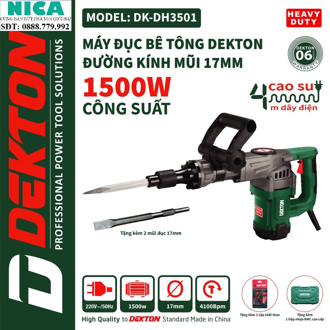 Máy khoan chuyên đục dekton 17mm dk-dh3501