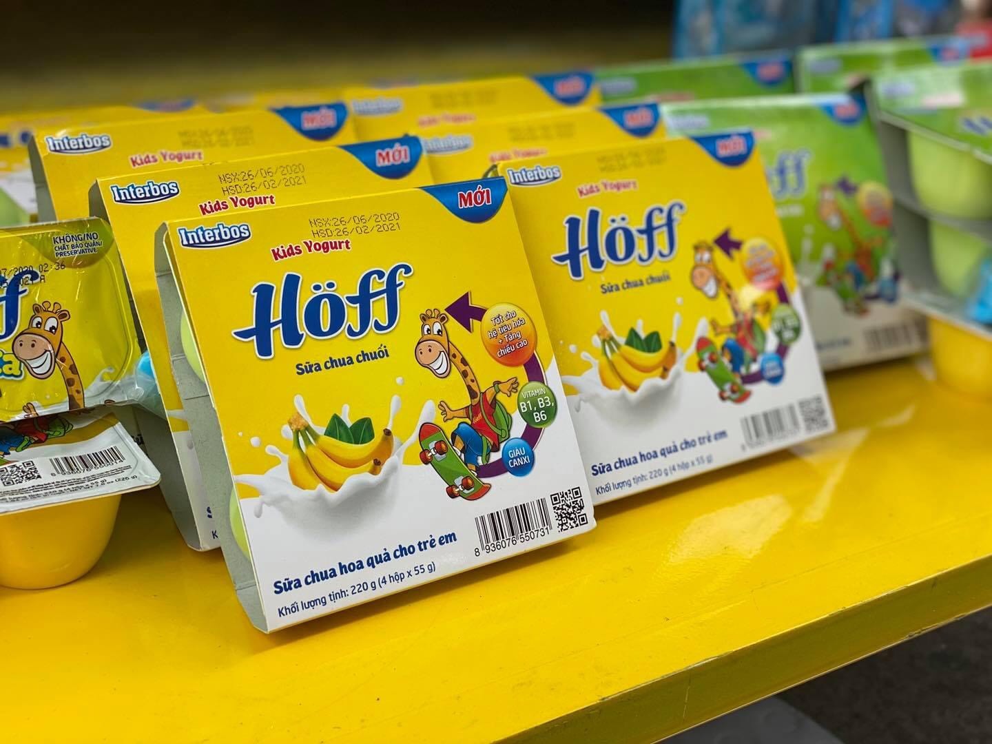 Sữa chua trẻ em vị Chuối Hoff (1 thùng - 48 hộp)