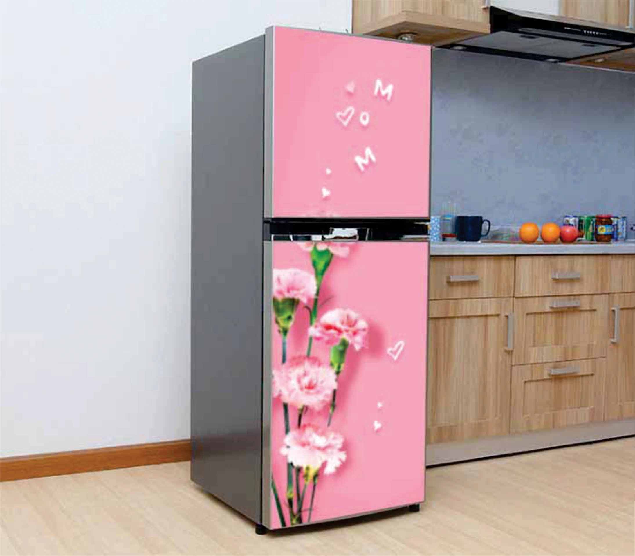 Decal 3D dán Cửa Tủ Lạnh chống thấm cao cấp HOA CẨM CHƯỚNG