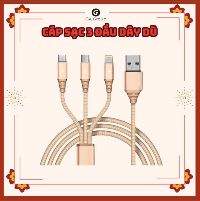 Cáp sạc 3 đầu dây dù