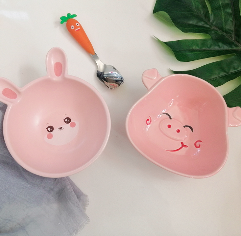 Bát ăn dặm gốm sứ hình thú chất men đẹp cho bé AD04