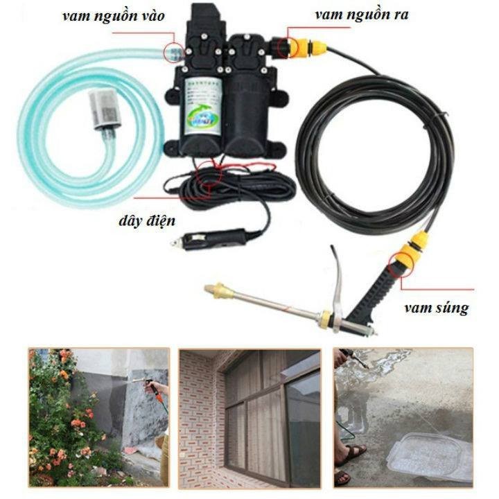 máy bơm rửa xe tăng áp mini