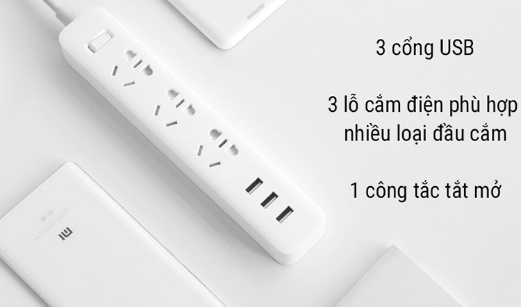 Ổ cắm Xiaomi Power Strip có 3 cổng USB