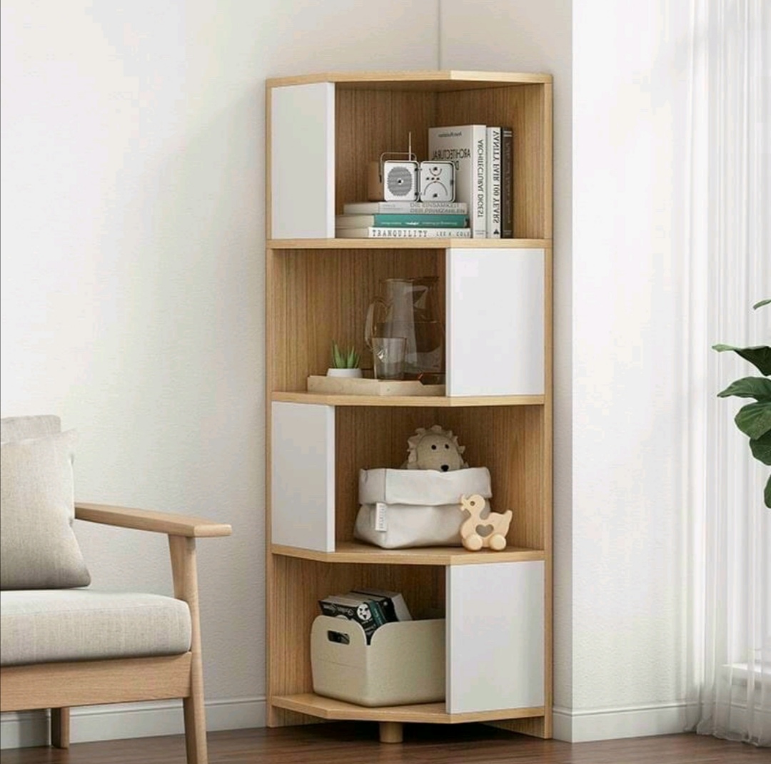 Kệ gỗ vuông góc tường 4 tầng. Kích thước 30 x 30 x 120 cm. Gỗ MDF phủ Maletium chống thấm cao cấp, không mối mọt.
