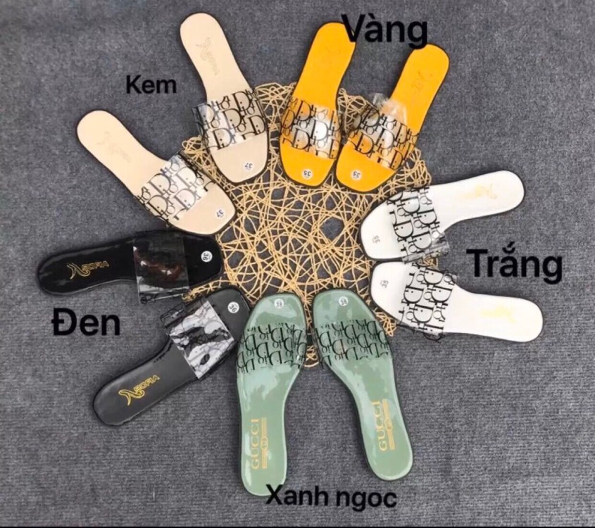 Dép nữ quai ngang In chữ D hàng Việt Nam chất lượng cao chất si mịn đẹp dễ phối trang phục giá rẻ