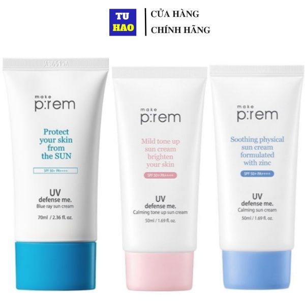 Kem Chống Nắng Vật Lý Make Prem UV Defense Me. Blue Ray Sun Cream SPF 50+ PA++++ 70ml
