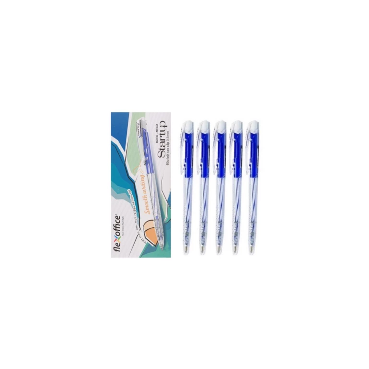 Bút Bi Flexoffice Startup FO-039 /VN (Mực Xanh, Hộp 20 Bút)