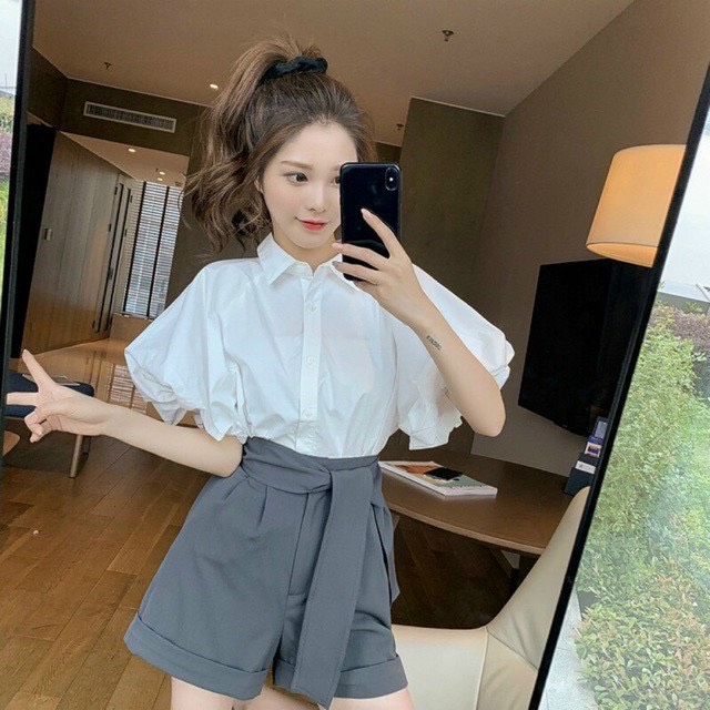 Áo sơ mi tay phồng tiểu thư -PY6